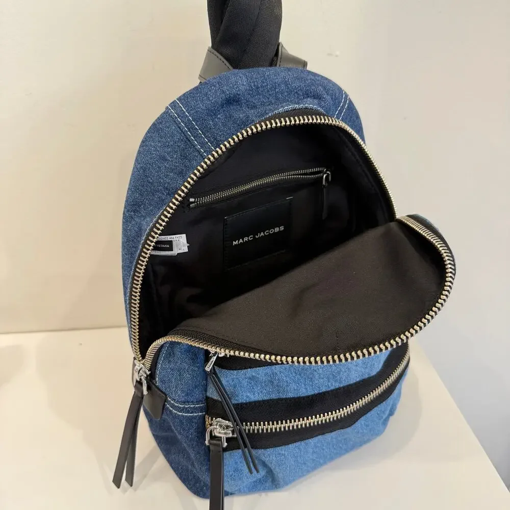 MARC JACOBS Unisex The Biker Colorblock Denim Medium Backpack